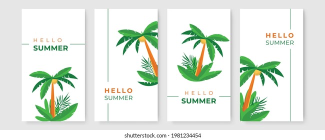 Vector set of social media stories design templates, backgrounds with copy space for text - summer banner template with story size or portrait view