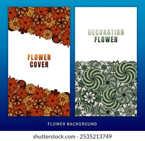 Vector set of social media stories design templates. Background design of arranged flower shapes