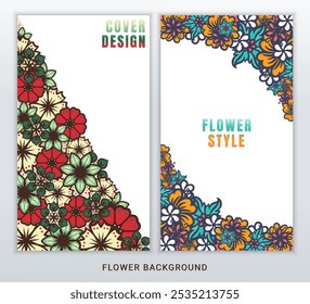 Vector set of social media stories design templates. Background design of arranged flower shapes