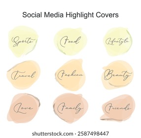 vector set of social media story highlight cover icons