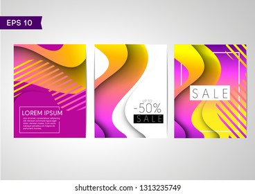 Vector set social media web and mobile posters. Abstract bright colored modern backgrounds. paper elements for sale flyers, posters, cards, ads, promotional material design templates. - Vector