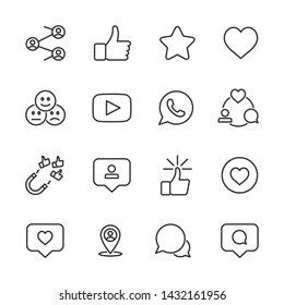 Vector set of social networks line icons.