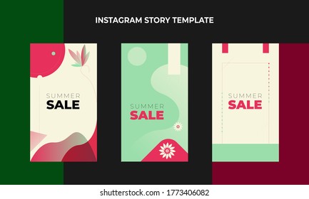 Vector set of social sotries social media post template design. Vertical web banner collection. Great for new collection summer flash sale discount promotional web banner template.