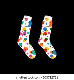 vector set socks with abstract pattern drops black