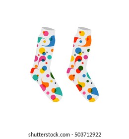 vector set socks with abstract pattern drops white
