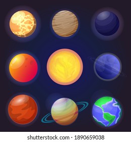 Vector Set With Solar System Planets. Realistic Illustrations.