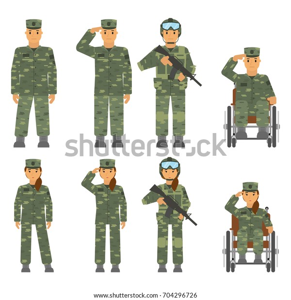 Vector Set Soldier Man Woman Isolated Stock Vector (Royalty Free ...