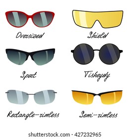 vector set solneyanye glasses icons
