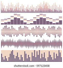 Vector set of sound waves. Audio equalizer. Sound & audio waves isolated on white background.