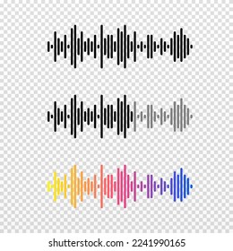 Vector set of sound waves icons. Gradient audio waves png, radio waves. Voice message png. Icons png. Interface design.