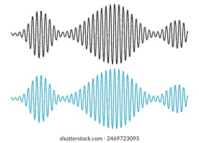 Vector set of sound waves icons. Audio waves png, radio waves. Voice message png. Icons png. Interface design.
