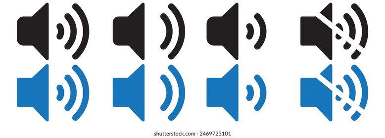 Vector conjunto de iconos de ondas de sonido. Ondas de audio png, ondas de radio. Mensaje de voz png. Iconos png. Diseño de interfaz.

