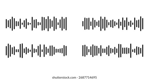 Conjunto vetorial de ícones de ondas de som. Ícone de ondas de áudio, ondas de rádio. Mensagem de voz isolada. Design de interface.