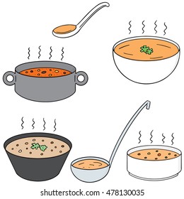 vector set of soup