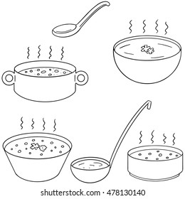 vector set of soup