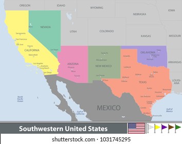 Vector Set Of Southwestern United States With Neighboring States