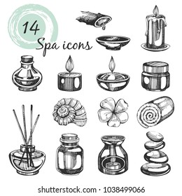 Vector set with spa icons on the white background