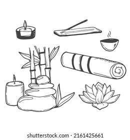 Vector set with spa icons on the white background in vector