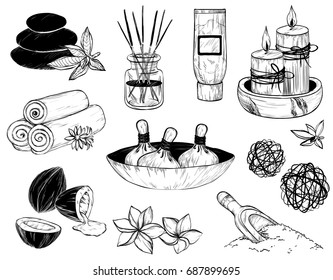 Vector set of spa icons. Sketch