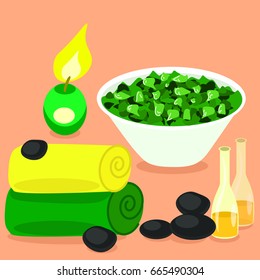 Vector set of spa jbjects isolated on the pink background