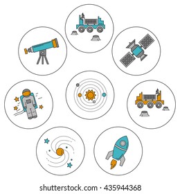 Vector set of space and astronomy icons