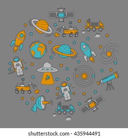 Vector set of space and astronomy icons