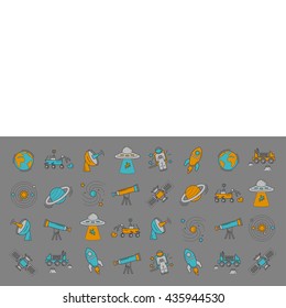 Vector set of space and astronomy icons