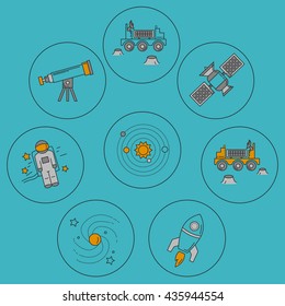 Vector set of space and astronomy icons