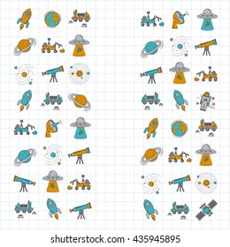 Vector set of space and astronomy icons