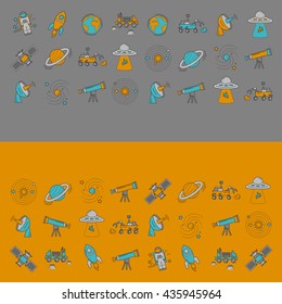 Vector set of space and astronomy icons