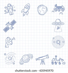 Vector set of space and astronomy icons