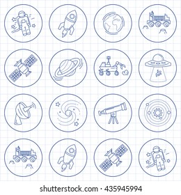 Vector set of space and astronomy icons