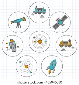 Vector set of space and astronomy icons
