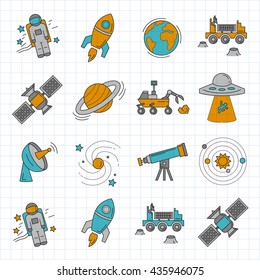 Vector set of space and astronomy icons