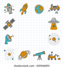 Vector set of space and astronomy icons
