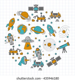 Vector set of space and astronomy icons
