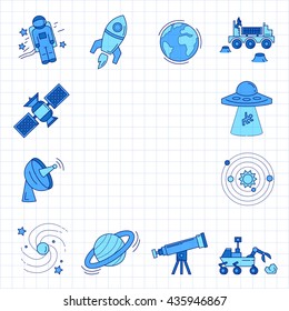 Vector set of space and astronomy icons
