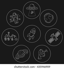 Vector set of space and astronomy icons