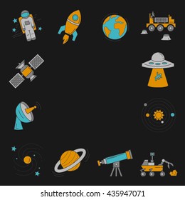 Vector set of space and astronomy icons