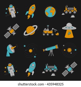 Vector set of space and astronomy icons