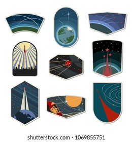 Vector Set of Space Emblems, Badges and Logos