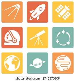 Vector Set of Space Icons. Astronomy Symbols.