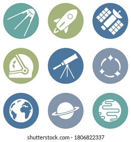 Vector Set of Space Icons. Astronomy Symbols.