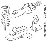 vector set of space ship