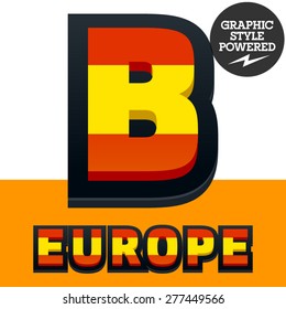 Conjunto de vectores del alfabeto de la bandera española. El archivo contiene estilos gráficos disponibles en Illustrator. Letra B