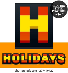 Vector set of Spain flag alphabet. File contains graphic styles available in Illustrator. Letter H