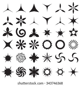 Vector set of sparkle lights stars. Sparkles with rays, explosion, fireworks. Sparkle and starburst symbols collection. Salute Burst. Stars.