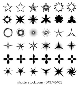 Vector set of sparkle lights stars. Sparkles with rays, explosion, fireworks. Sparkle and starburst symbols collection. Salute Burst. Stars.