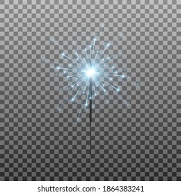 Vector Set Of Sparklers. Burning PNG Lights, Sparks, Fireworks. Christmas Lights.