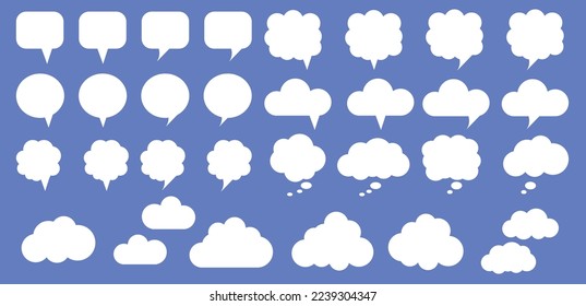 Vector set of speak bubble text, chatting box, message box outline cartoon vector illustration design.
